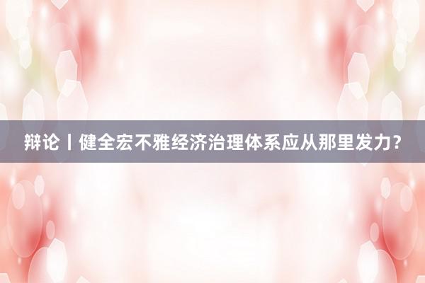 辩论丨健全宏不雅经济治理体系应从那里发力？