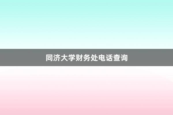 同济大学财务处电话查询